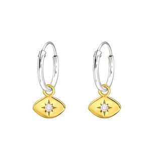 14K Gold Vermeil Hoops with Hanging Star
